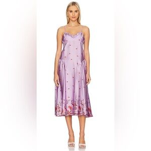 NWT  Free People Intimately FP On My Own Printed Maxi Dress in Lilac Combo. SZ M